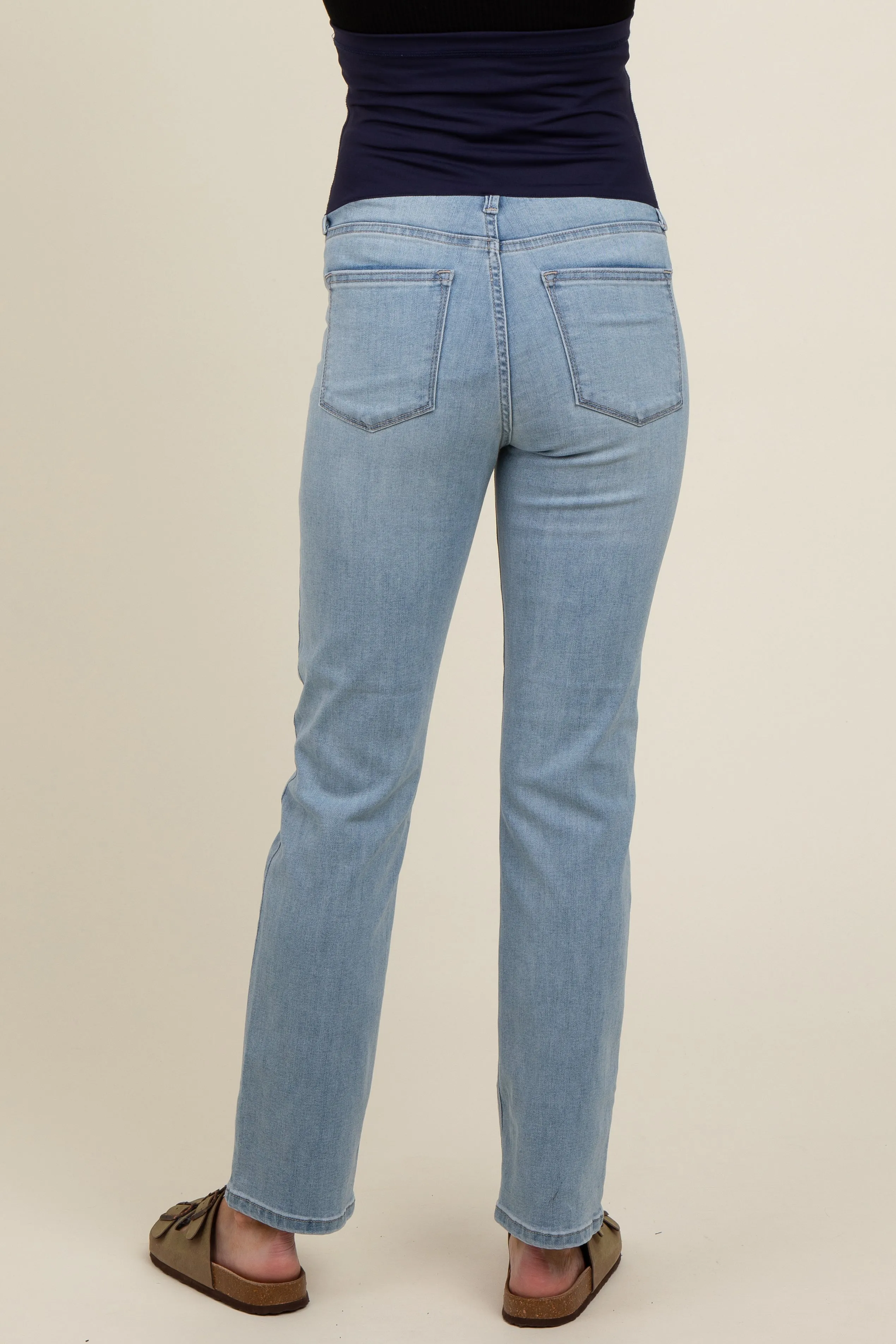 Light Blue Basic Maternity Slim Straight Leg Jeans sold by Pinkblush product image thumbnail 5