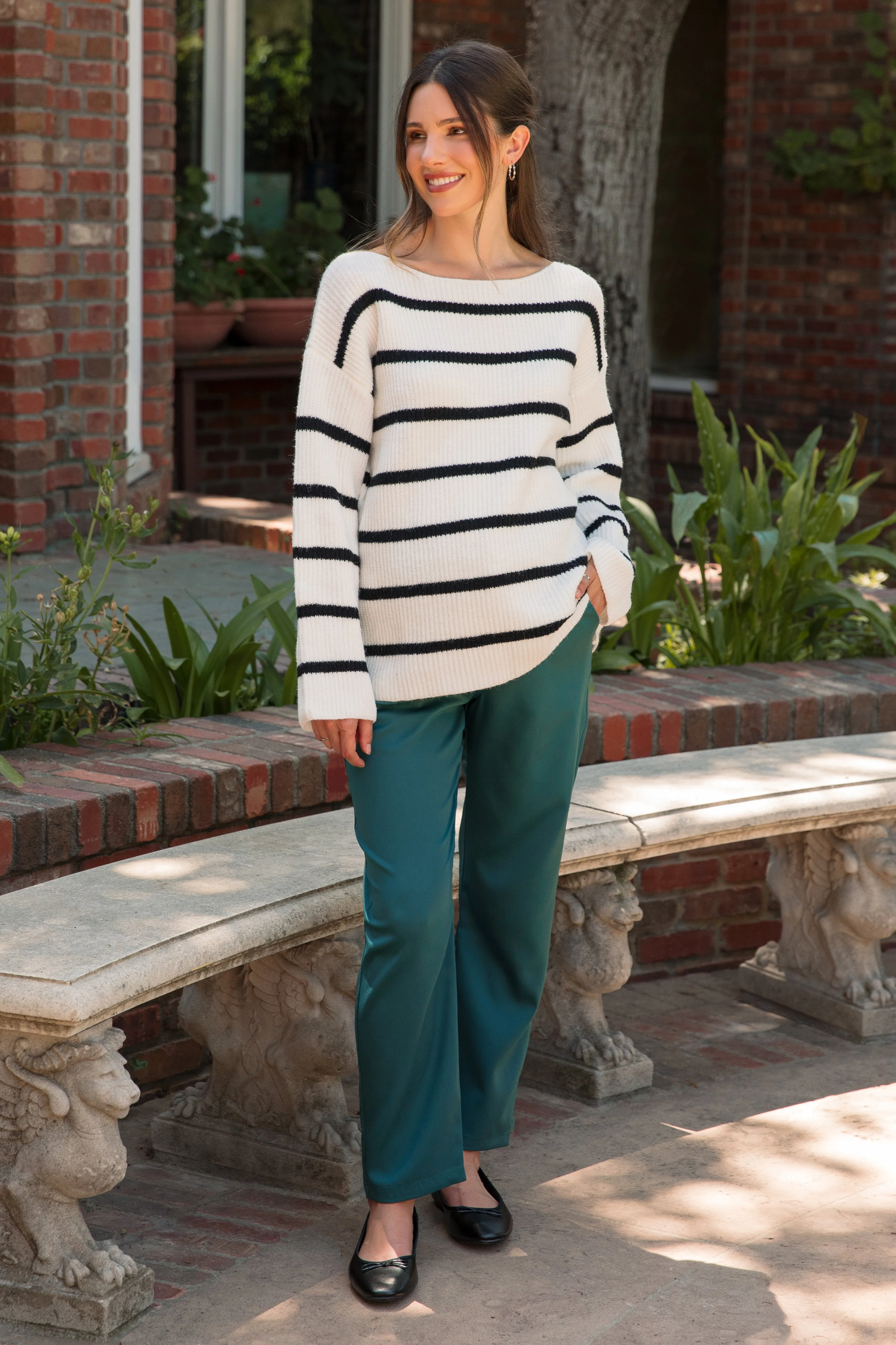 Teal Satin Crop Maternity Pants sold by Pinkblush product image thumbnail 3