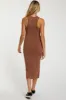 Mocha Sleeveless Ribbed Fitted Maternity Midi Dress sold by Pinkblush