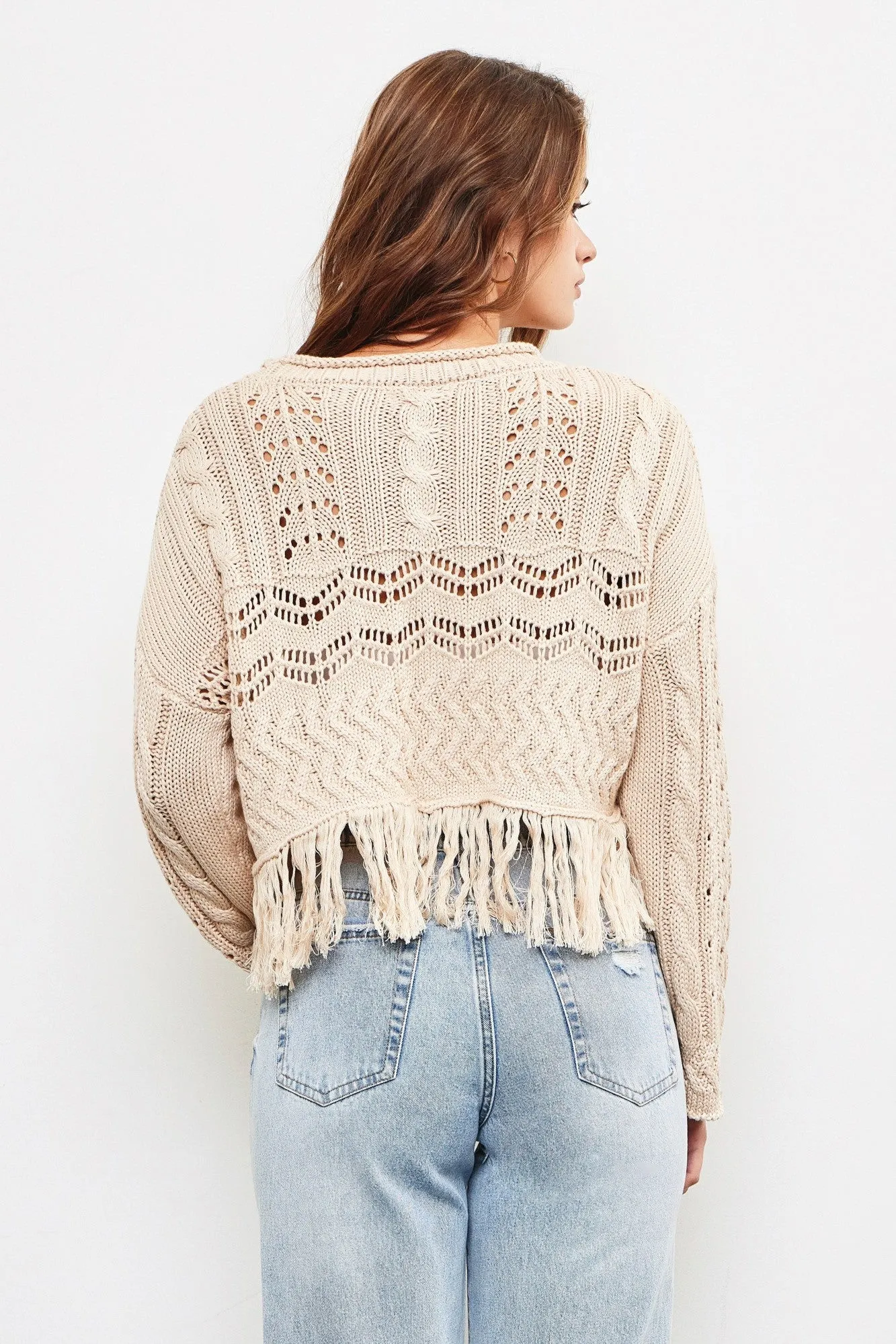 Natural Hollow Out Fringe Top sold by Pinkblush product image thumbnail 5