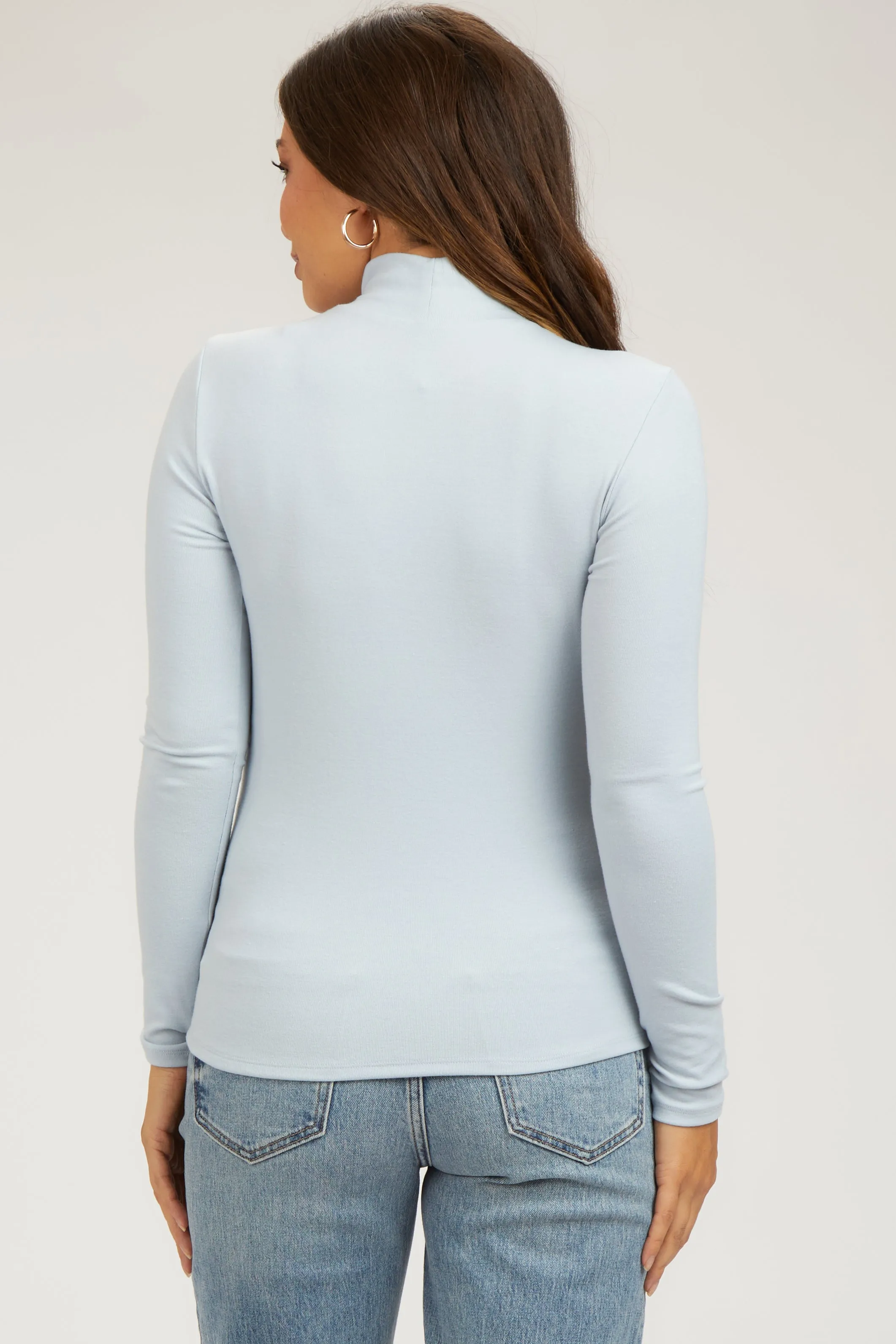 Light Blue Soft Turtle Neck Maternity Top sold by Pinkblush product image thumbnail 3