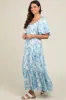 Blue Floral Cinched Tie Maxi Dress sold by Pinkblush