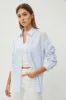 Light Blue Striped Basic Button Down Maternity Top sold by Pinkblush