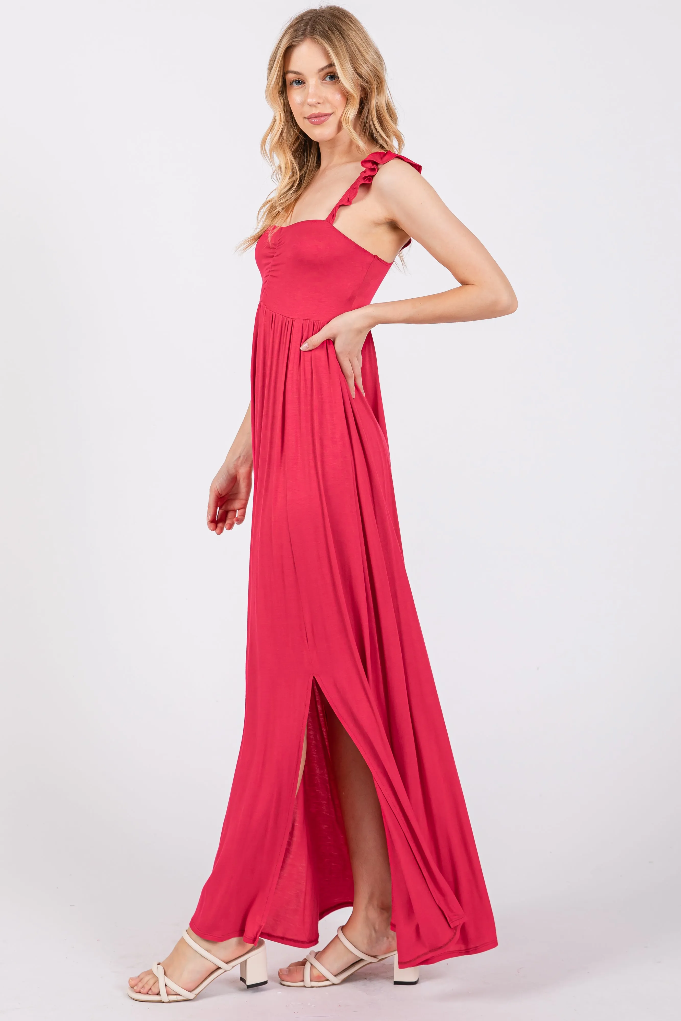 Red Ruffle Strap Maxi Dress sold by Pinkblush product image thumbnail 2