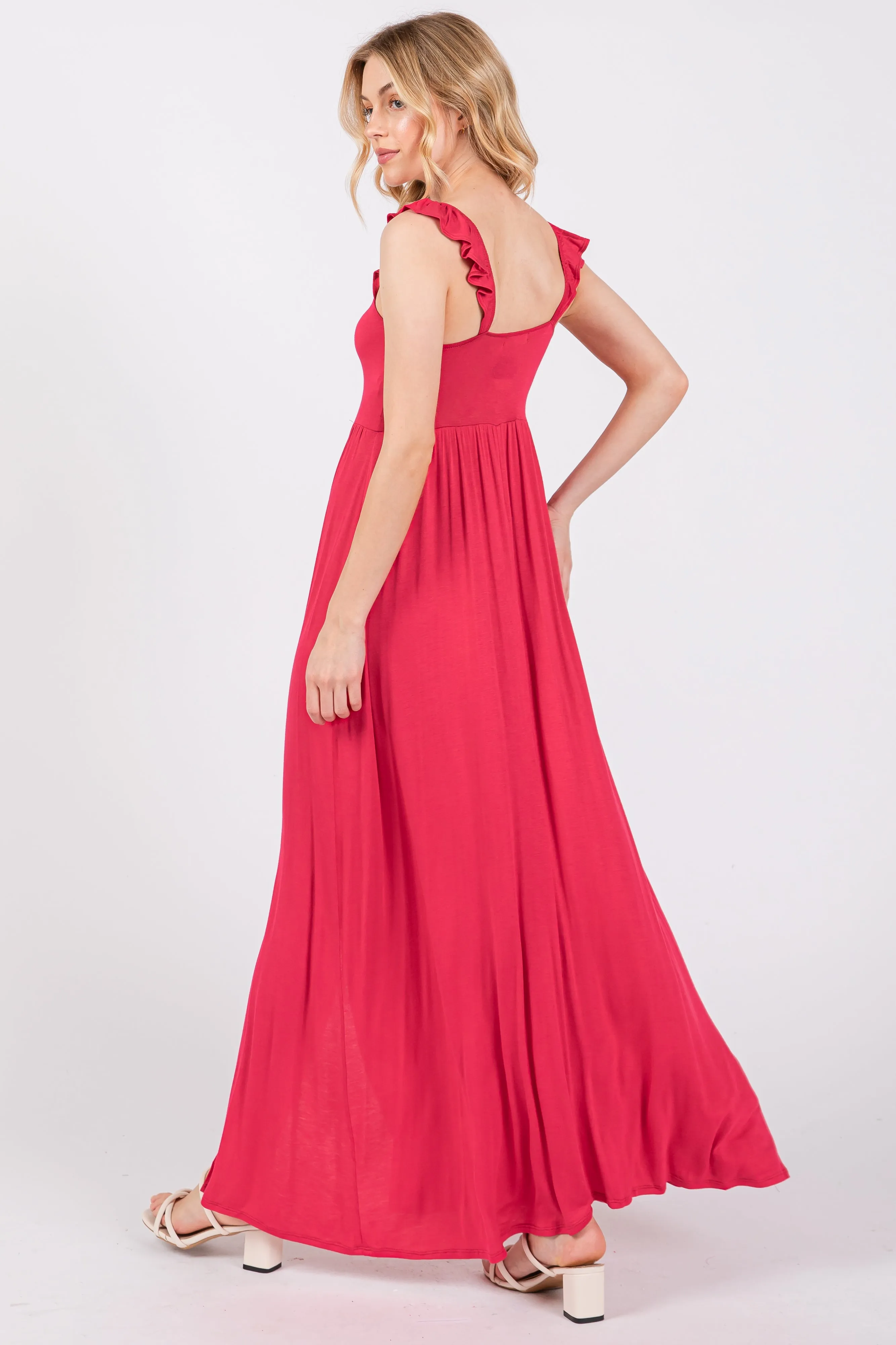 Red Ruffle Strap Maxi Dress sold by Pinkblush product image thumbnail 3