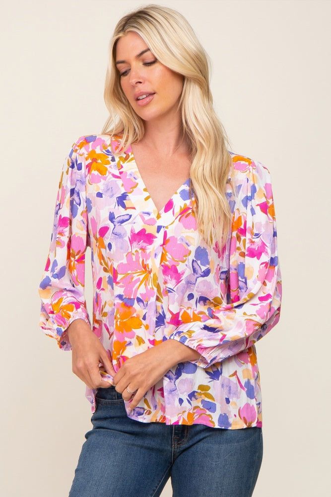 Multi-Colored Floral V-Neck Maternity Top sold by Pinkblush product image thumbnail 5