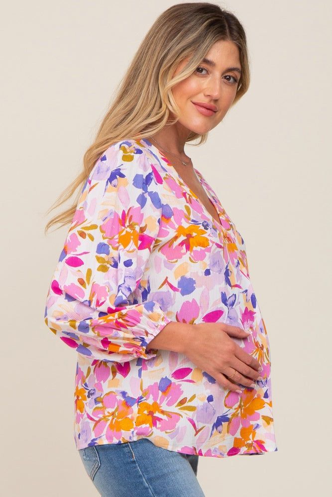 Multi-Colored Floral V-Neck Maternity Top sold by Pinkblush product image thumbnail 2