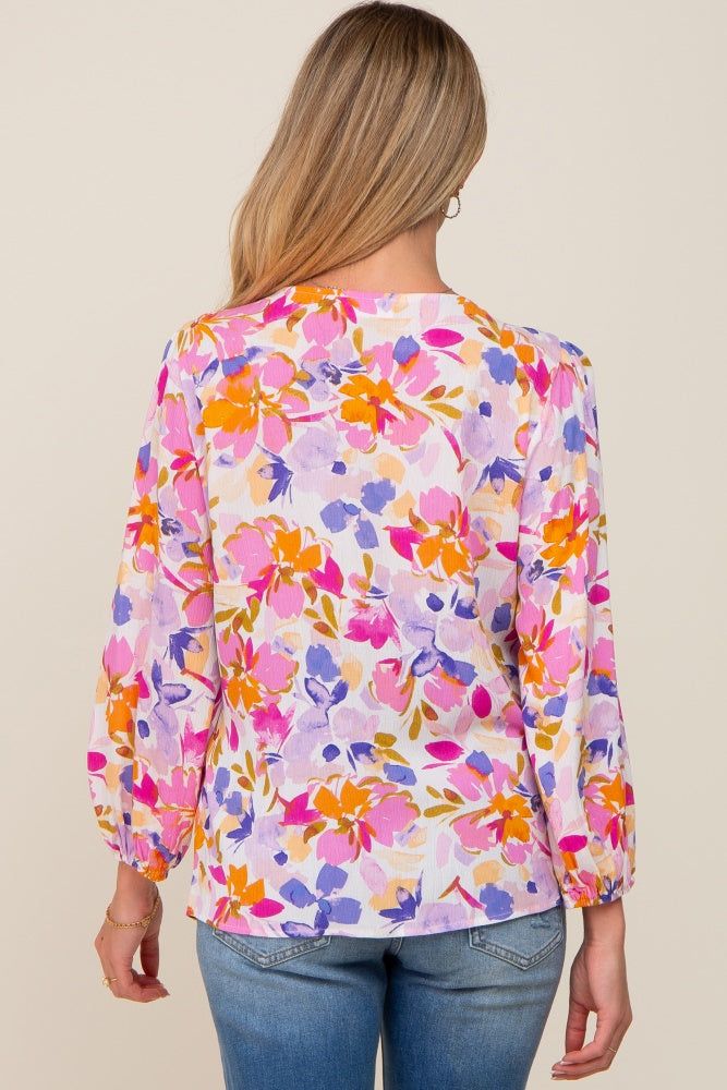 Multi-Colored Floral V-Neck Maternity Top sold by Pinkblush product image thumbnail 3