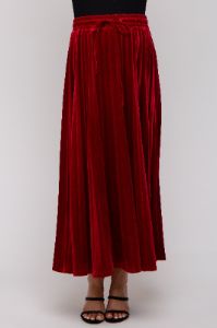 Red Velvet Knit Drawstring Maternity Maxi Skirt sold by Pinkblush