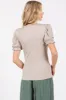 Taupe Ribbed Puff Sleeve Top sold by Pinkblush