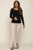Black Ribbed Long Sleeve Maternity Top sold by Pinkblush
