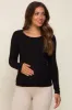 Black Ribbed Long Sleeve Maternity Top sold by Pinkblush