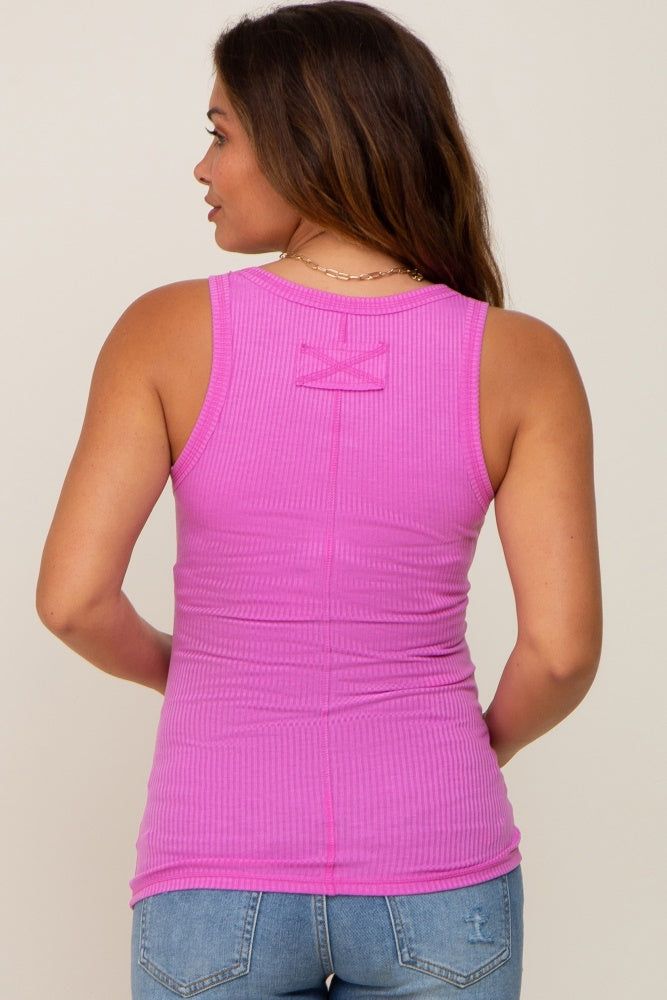 Fuchsia Button Accent Ribbed Maternity Tank sold by Pinkblush product image thumbnail 3