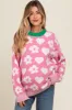 Pink Floral Heart Print Maternity Sweater sold by Pinkblush