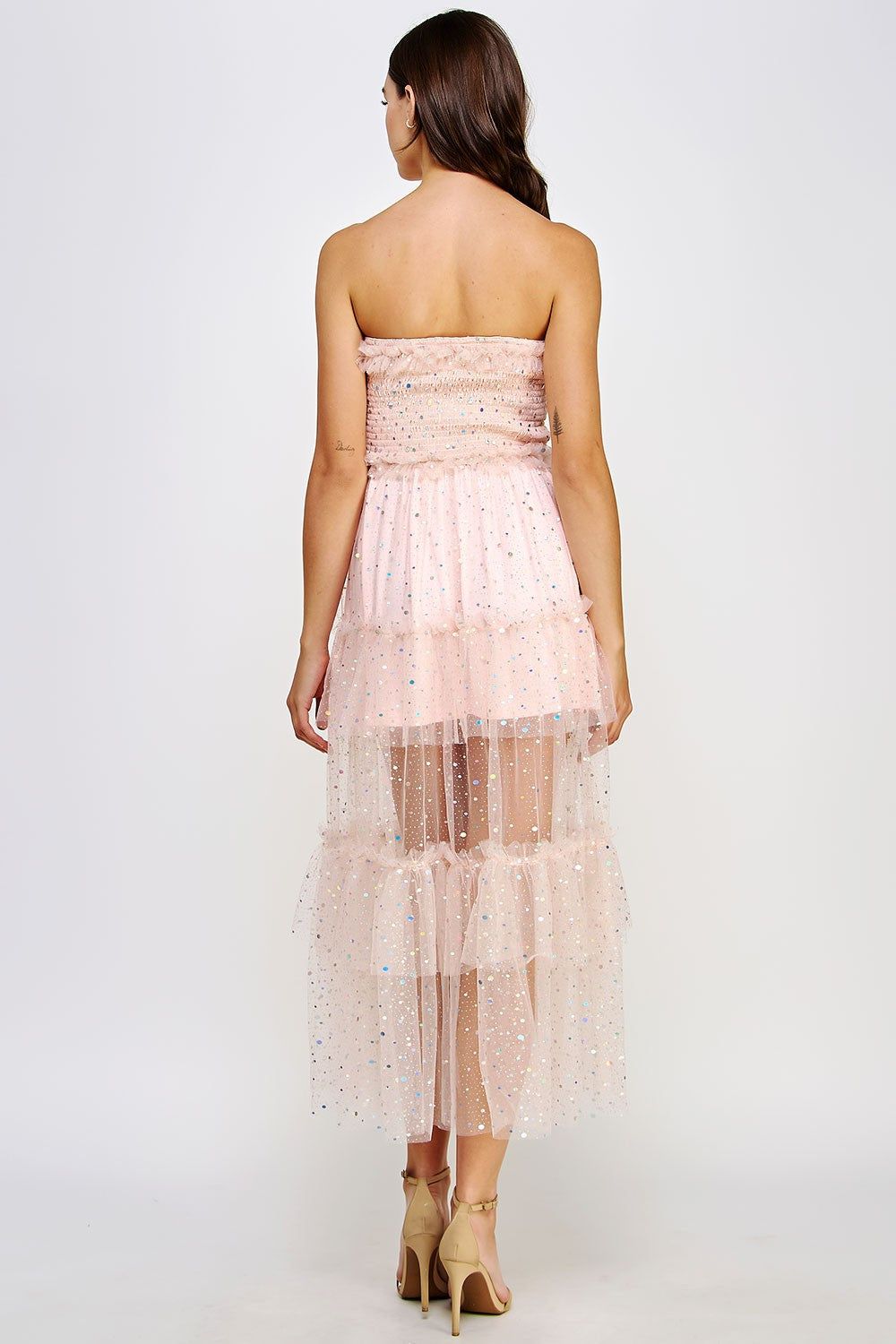 Blush Sequin Ruffle Tiered Tulle Midi Dress sold by Pinkblush product image thumbnail 3