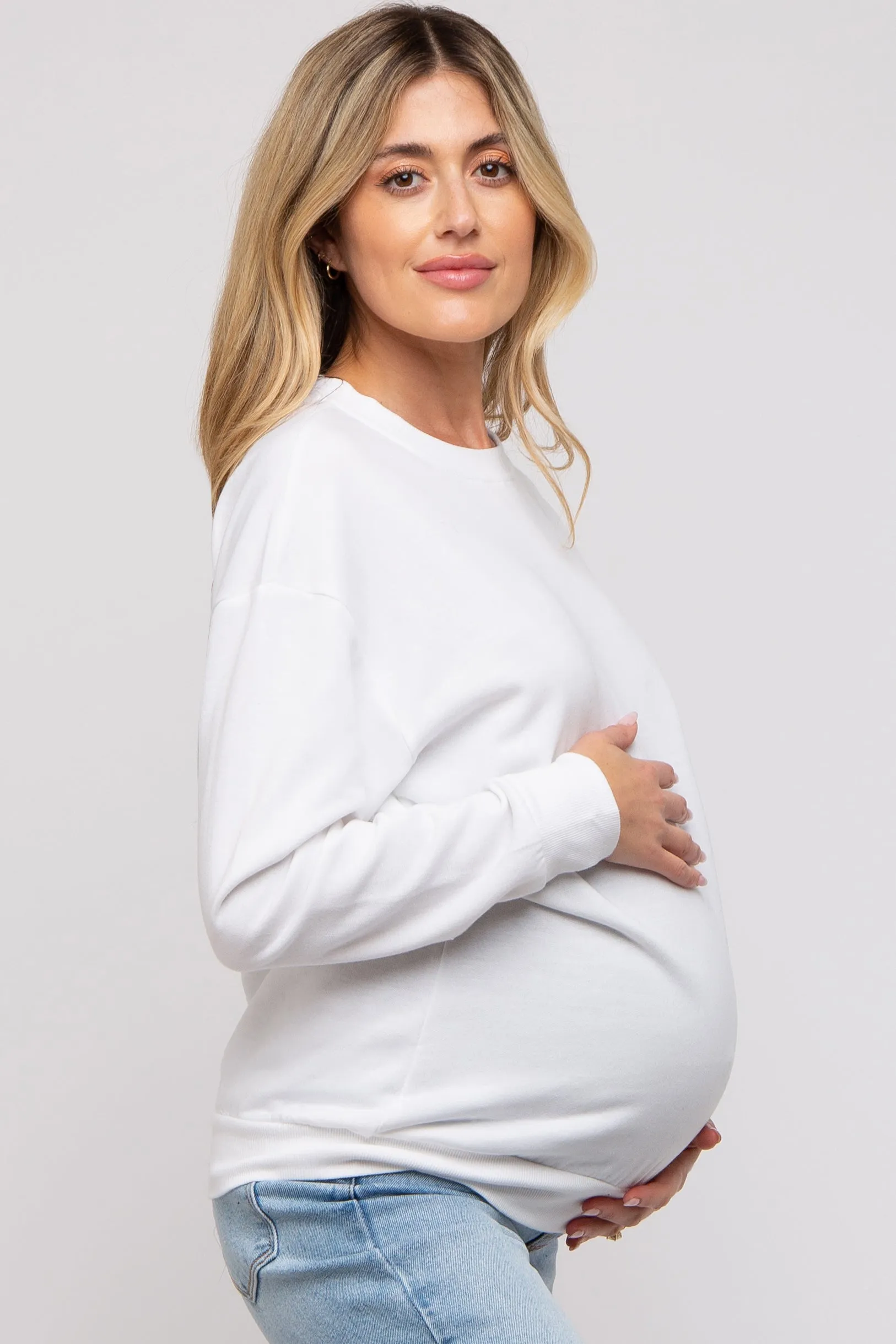 Ivory Pullover Maternity Sweatshirt sold by Pinkblush product image thumbnail 2
