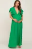 Green Flounce Button Front Maternity Maxi Dress sold by Pinkblush