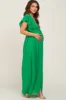 Green Flounce Button Front Maternity Maxi Dress sold by Pinkblush