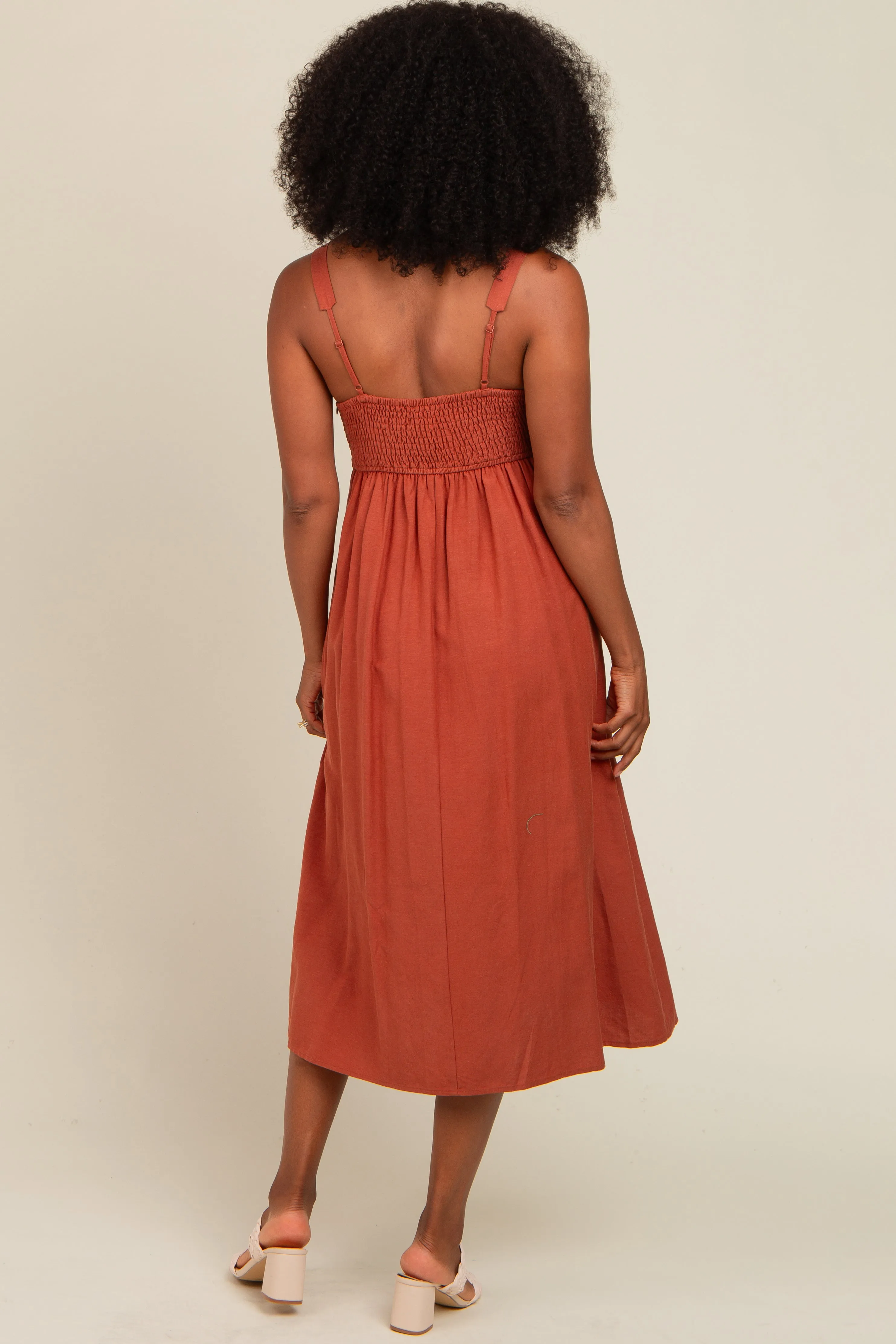 Rust Contrast Trim Midi Dress sold by Pinkblush product image thumbnail 4