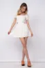 White Solid Color Square Neck Puff Sleeve Mini Dress sold by Pinkblush