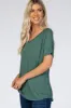 Teal V-Neck Short Sleeve Top sold by Pinkblush