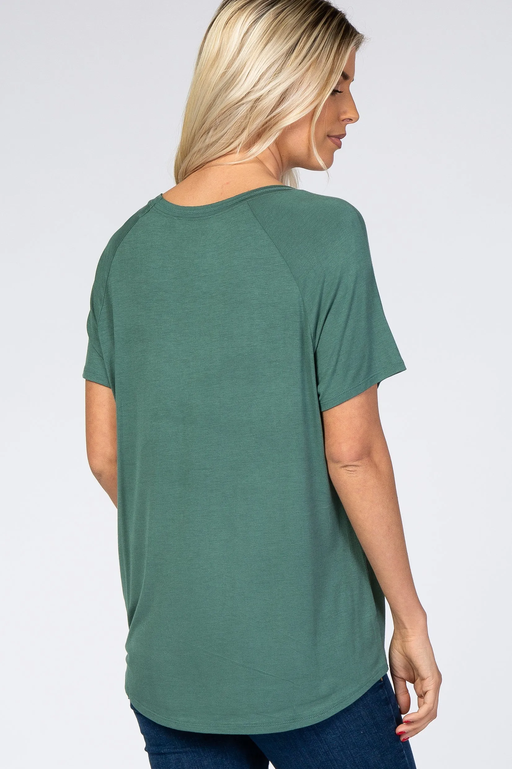 Teal V-Neck Short Sleeve Top sold by Pinkblush product image thumbnail 3