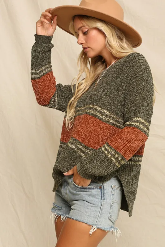 Olive Knitted Sweater sold by Pinkblush