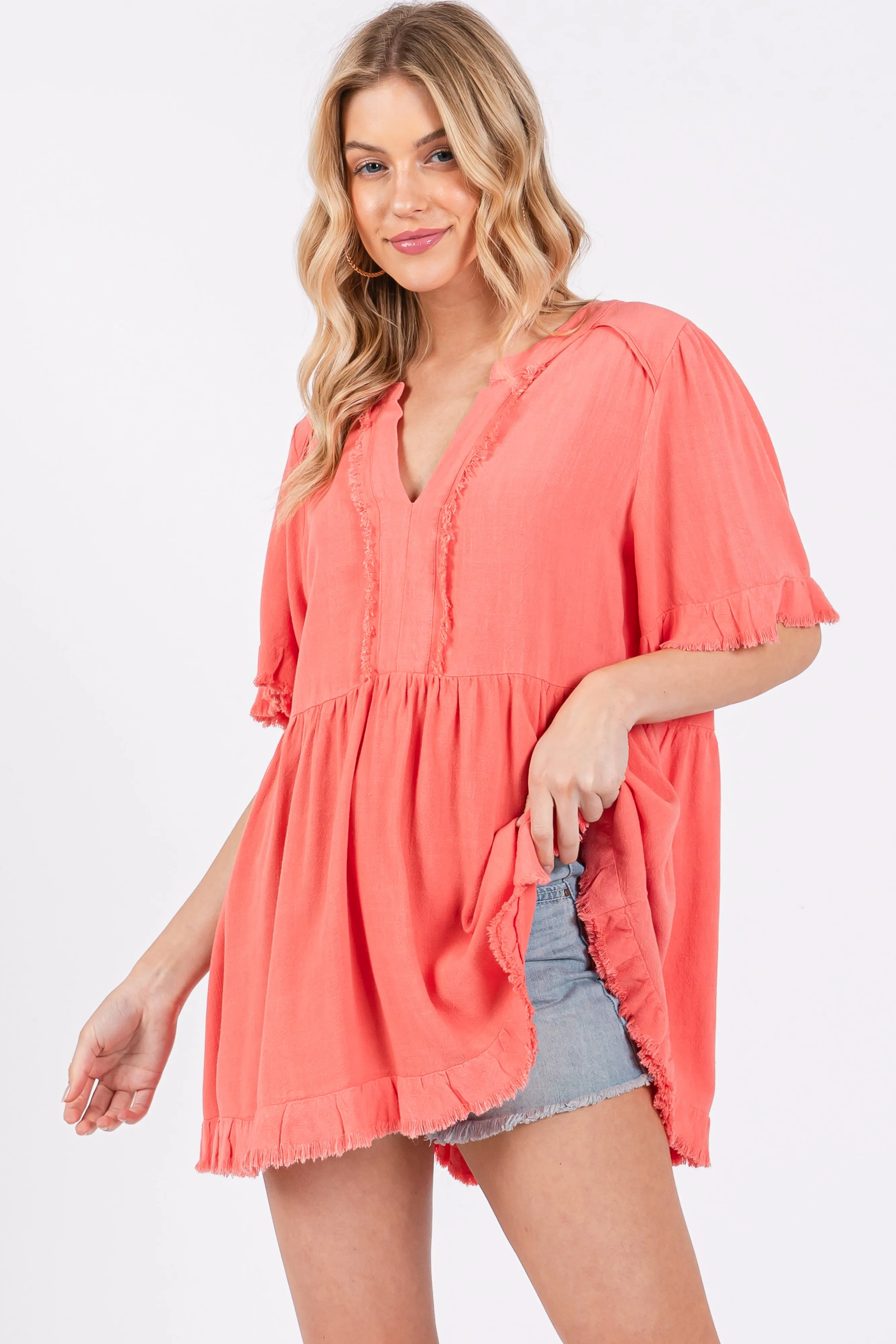 Coral Short Sleeve Maternity Top sold by Pinkblush product image thumbnail 4
