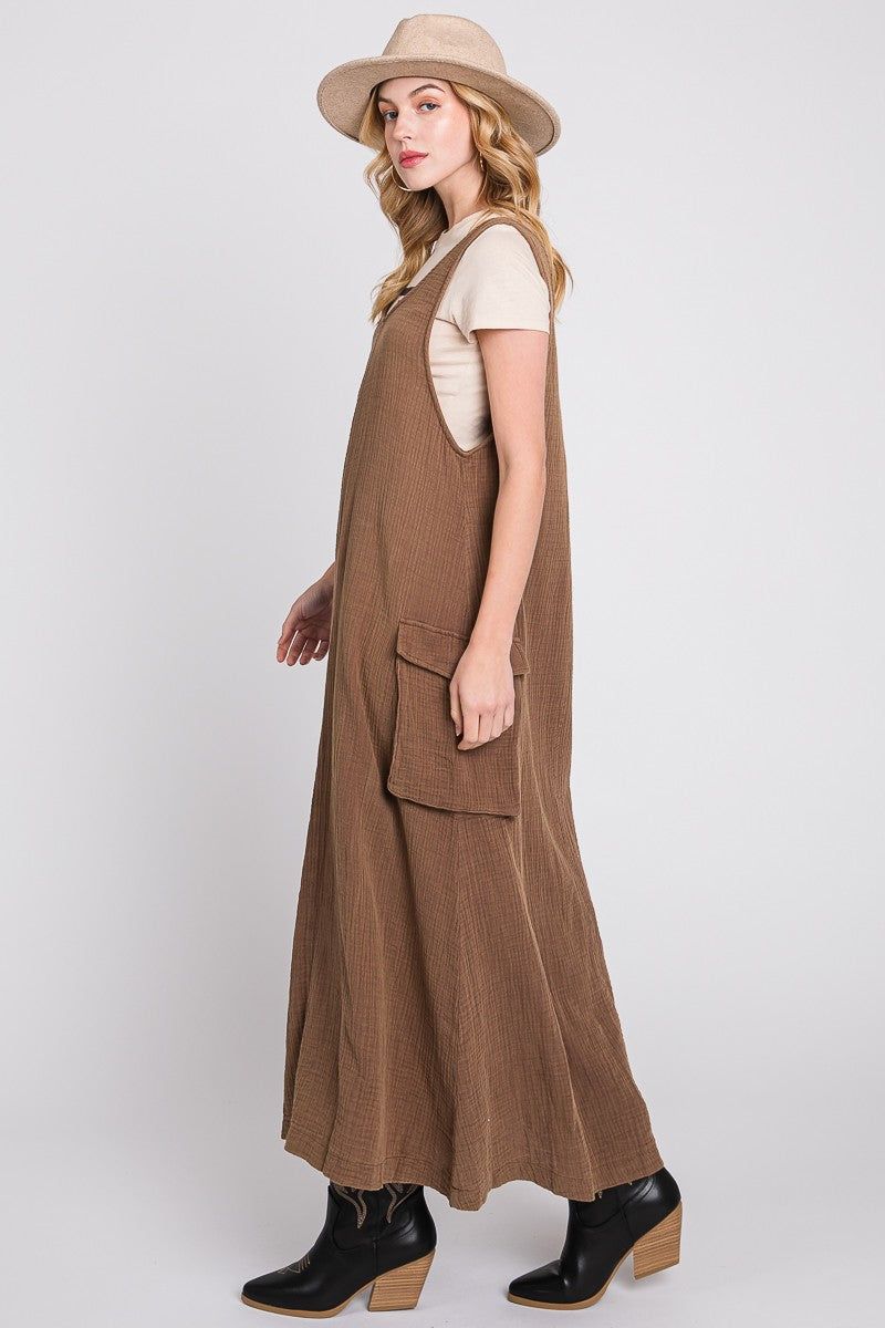 Brown Washed Cargo Maxi Dress sold by Pinkblush product image thumbnail 3
