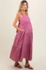 Mauve Square Neck Cut Out Back Tiered Maternity Maxi Dress sold by Pinkblush
