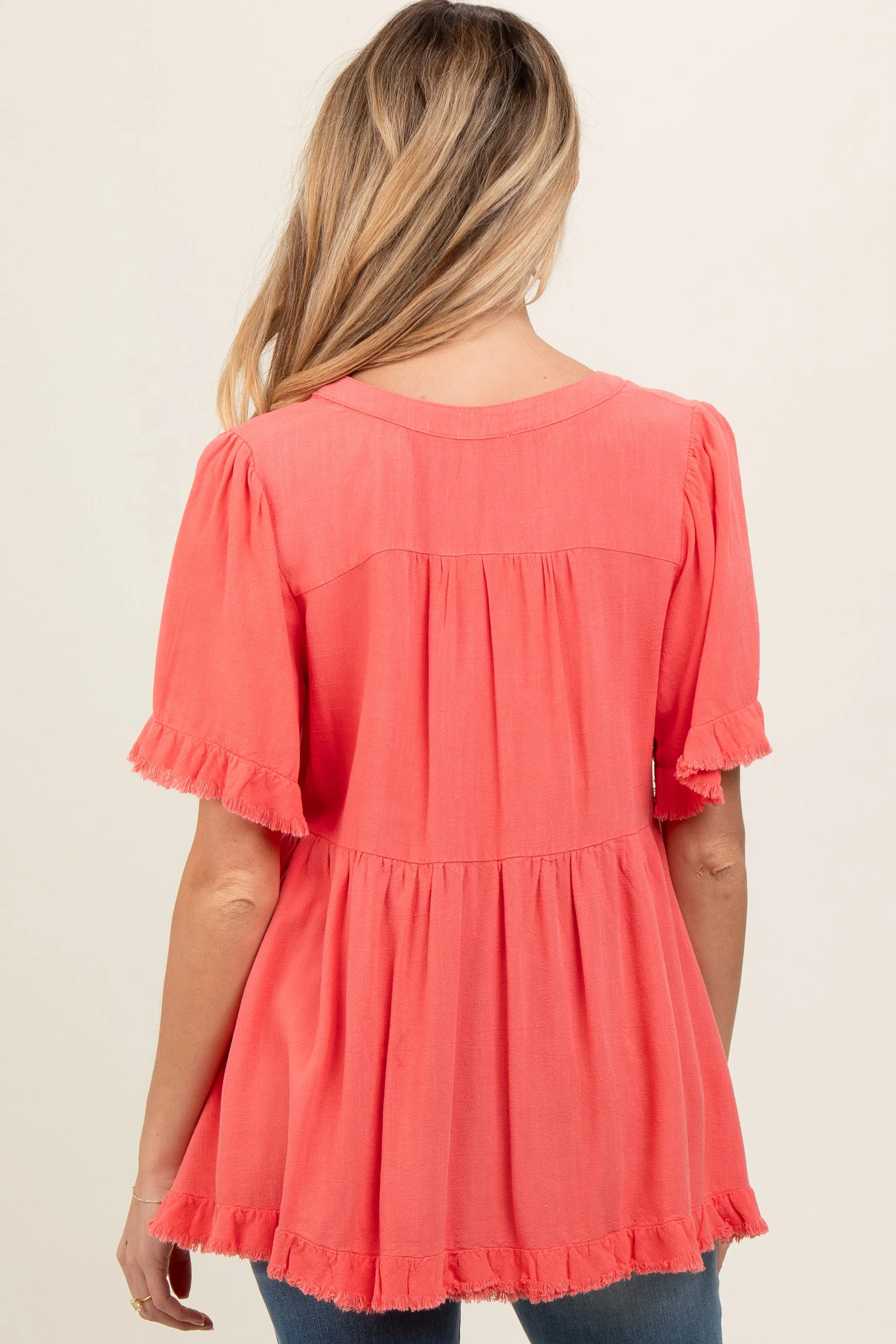 Coral Short Sleeve Maternity Top sold by Pinkblush product image thumbnail 3