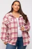 Magenta Flannel Plaid Button Up Plus Shacket sold by Pinkblush