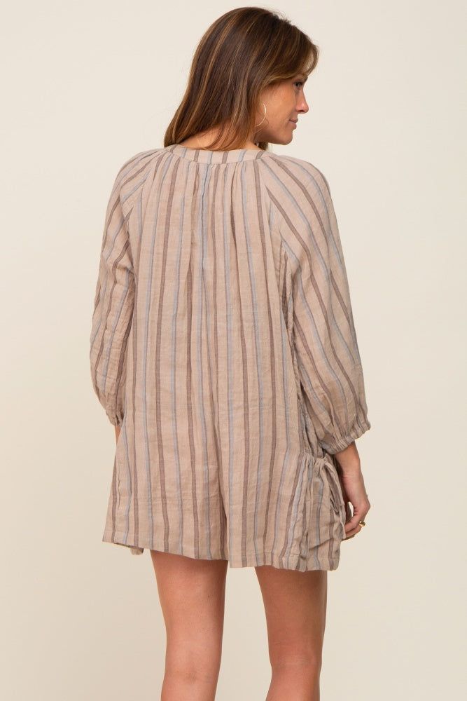 Taupe Striped Front Button Romper sold by Pinkblush product image thumbnail 3