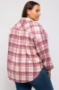 Magenta Flannel Plaid Button Up Plus Shacket sold by Pinkblush