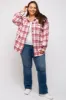 Magenta Flannel Plaid Button Up Plus Shacket sold by Pinkblush