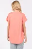 Coral V-Neck Pocket Short Sleeve Shirt sold by Pinkblush