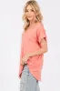 Coral V-Neck Pocket Short Sleeve Shirt sold by Pinkblush