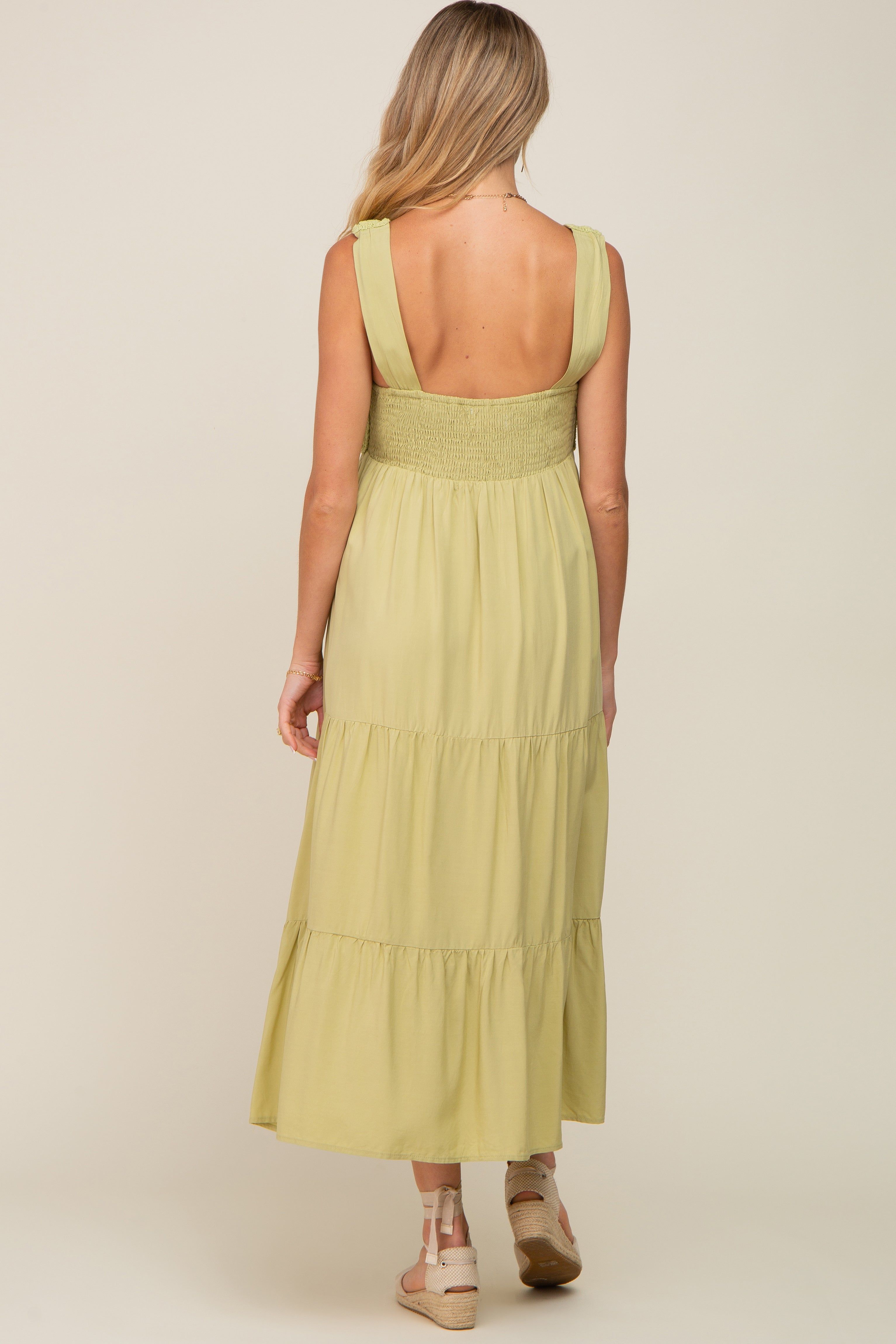 Lime Crochet Tiered Maternity Midi Dress sold by Pinkblush product image thumbnail 3