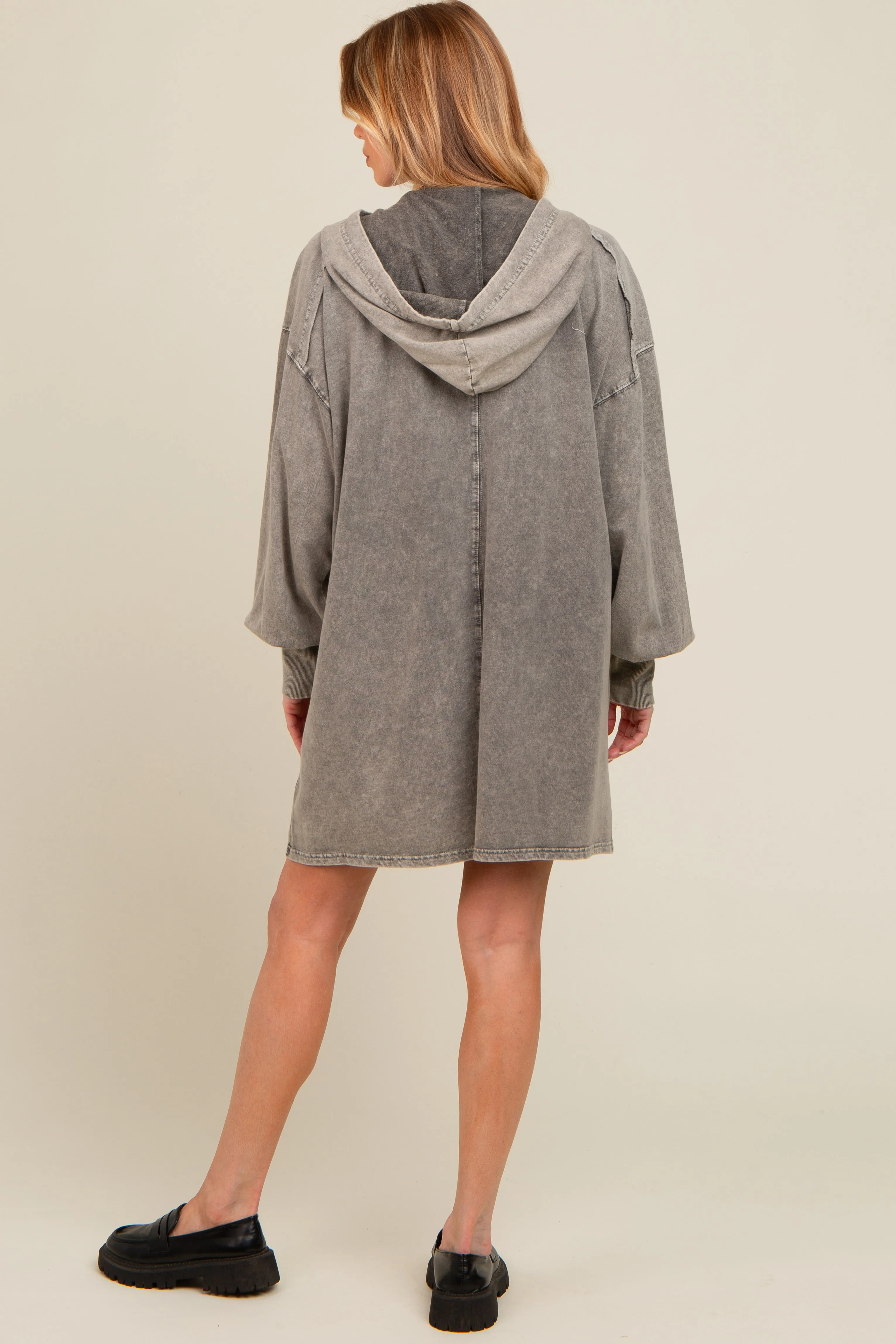 Grey Mineral Wash Maternity Hoodie Dress sold by Pinkblush product image thumbnail 3