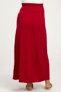 Burgundy Drawstring Maternity Maxi Skirt sold by Pinkblush