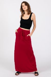Burgundy Drawstring Maternity Maxi Skirt sold by Pinkblush