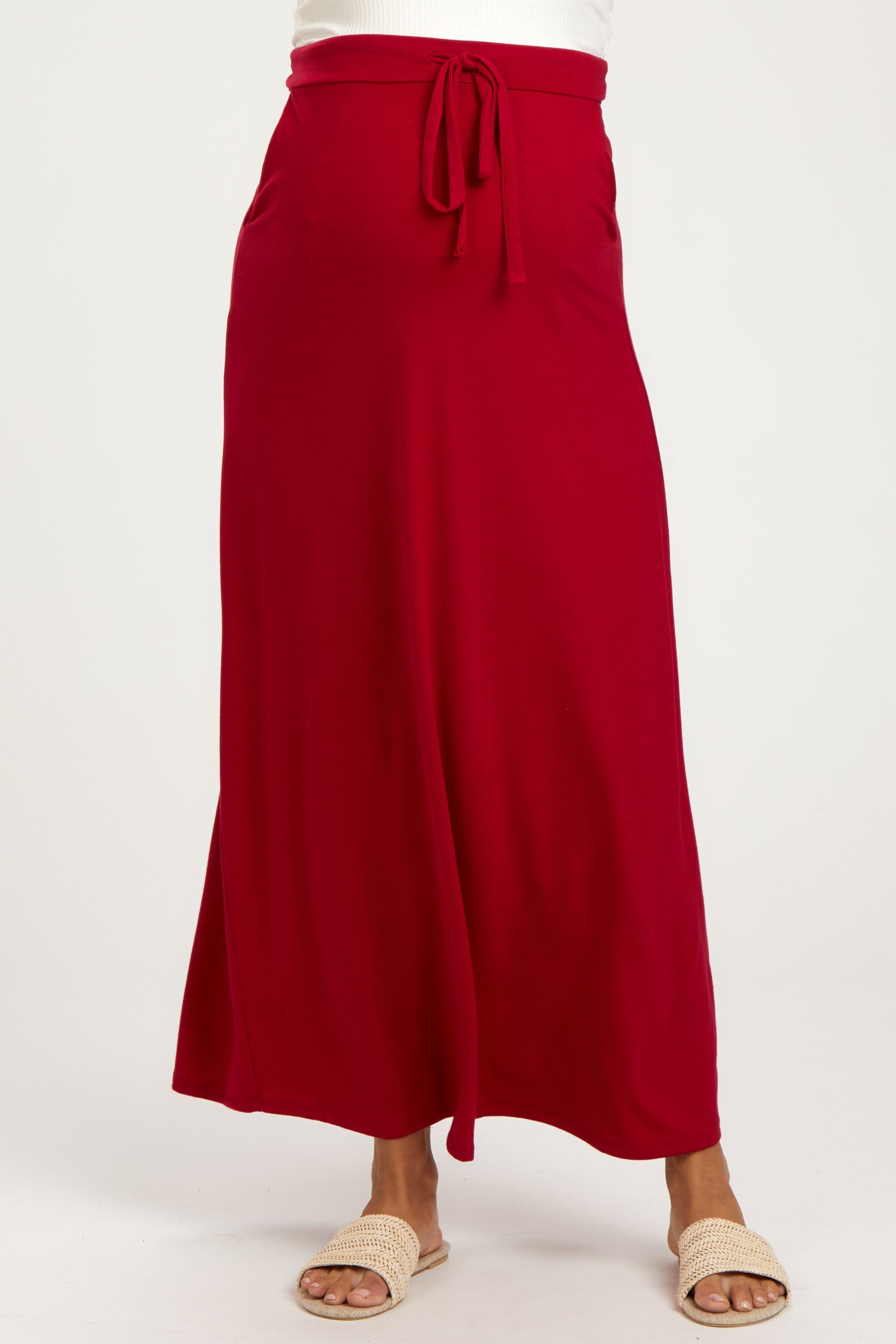 Burgundy Drawstring Maternity Maxi Skirt sold by Pinkblush product image thumbnail 2