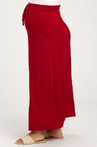 Burgundy Drawstring Maternity Maxi Skirt sold by Pinkblush