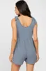 Blue Waffle Knit Shoulder Tie Maternity Romper sold by Pinkblush