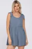 Blue Waffle Knit Shoulder Tie Maternity Romper sold by Pinkblush