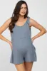 Blue Waffle Knit Shoulder Tie Maternity Romper sold by Pinkblush