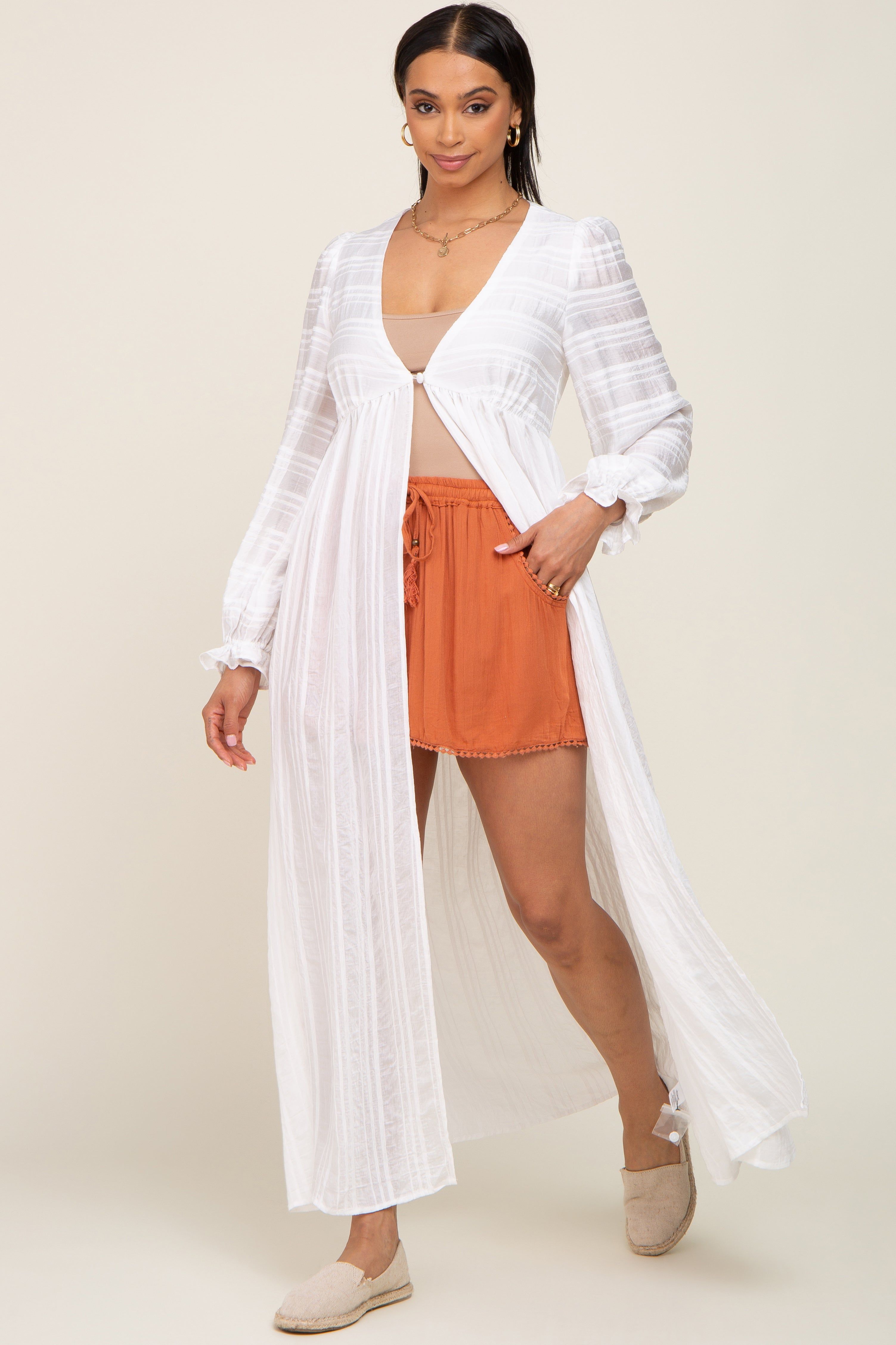 White Long Sleeve Cover-Up sold by Pinkblush product image thumbnail 5