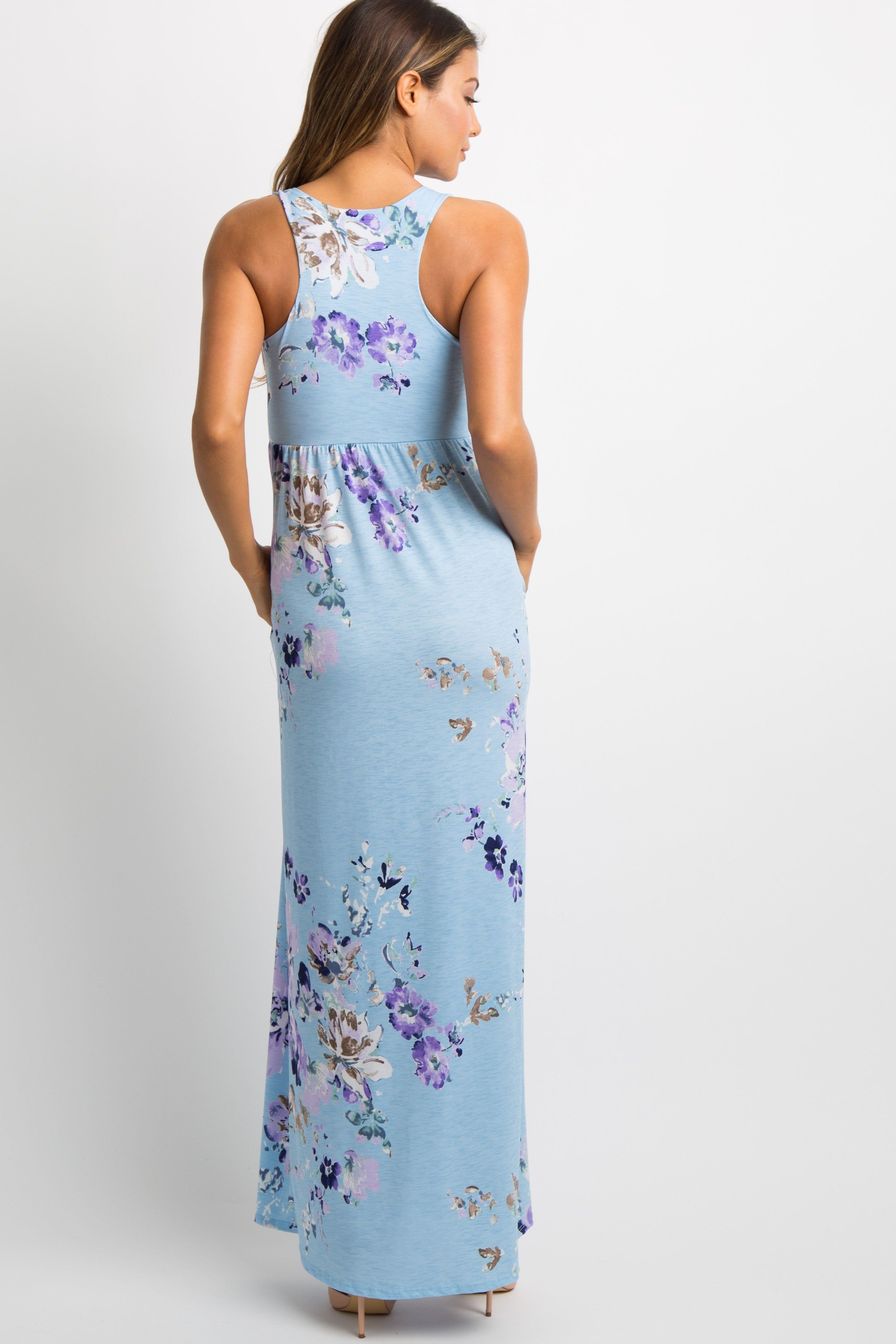 PinkBlush Aqua Floral Sleeveless Maxi Dress sold by Pinkblush product image thumbnail 3