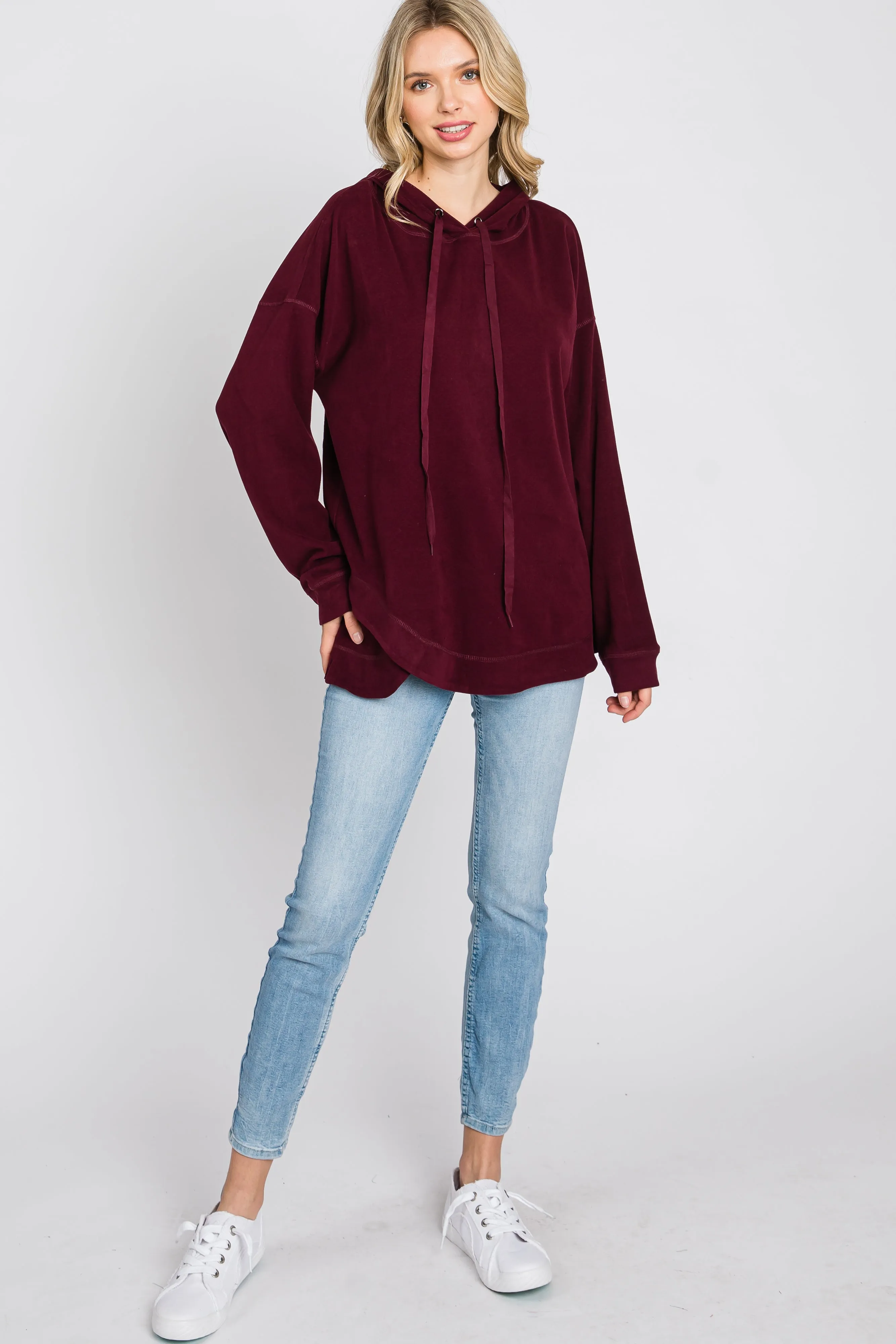 Burgundy Soft Brushed Hooded Top sold by Pinkblush product image thumbnail 2