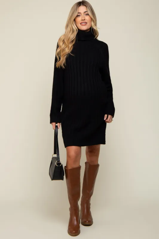 Black Turtleneck Maternity Sweater Dress sold by Pinkblush